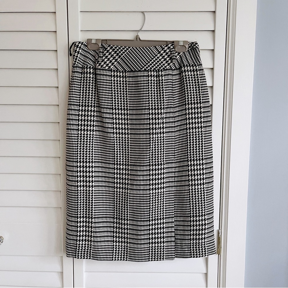 Herringbone Plaid Pencil Skirt